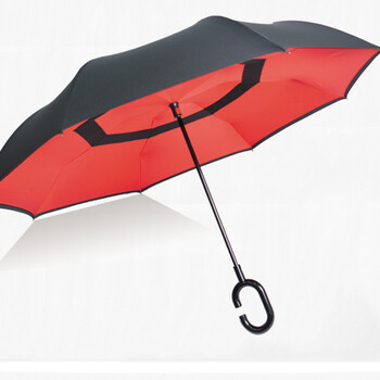 华煜伞厂现货批发汽车反向伞双层雨伞C型免持可站立反伞