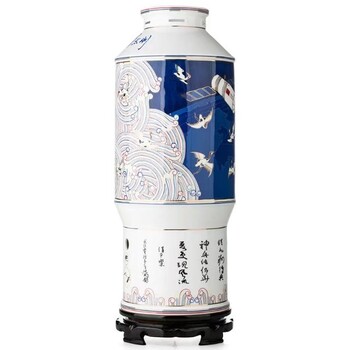 纪念载人航天工程中国天宫瓶釉下五彩陶瓷工艺瓶景德镇摆件收藏品