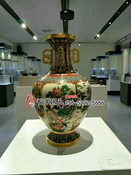 米振雄大师国宝景泰蓝《吉庆泰和尊》六面开光