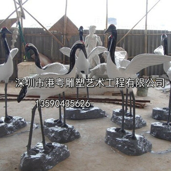 红顶鹤雕塑玻璃钢动物雕塑流水摆件水景雕塑深圳批发