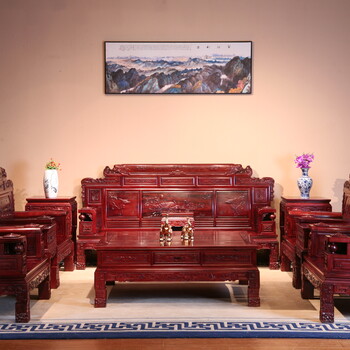 东阳和谐红木厂家红木沙发组合古典沙发系列红酸枝沙发