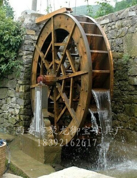 西安防腐木水车-定做户外木质水车-脚踏式景观水车厂家