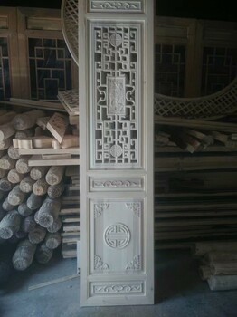 四川实木花格门-中式木门制作-实木雕花挂件-实木雕花门