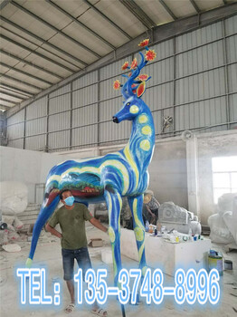 公园景观摆件玻璃钢长颈鹿雕塑仿真动物模型定制