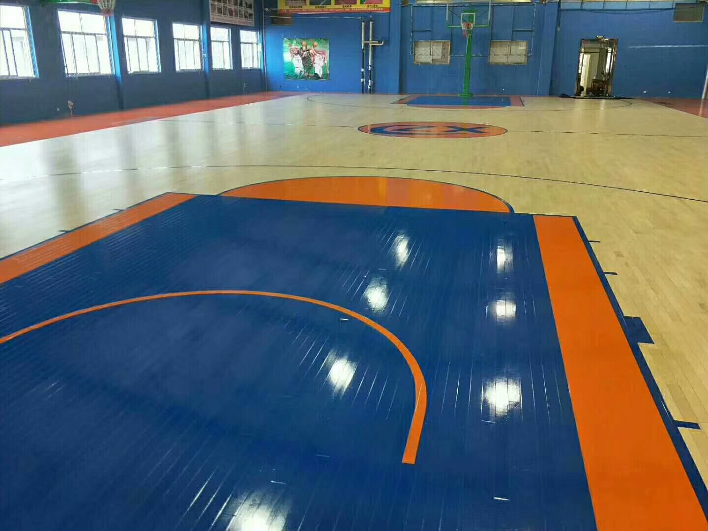 威海篮球馆运动实木地板挂图