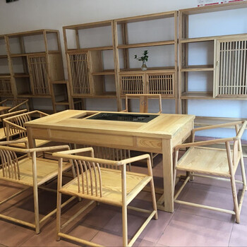 木忆居新中式家具免漆客厅沙发茶几实木家具白蜡木茶桌椅