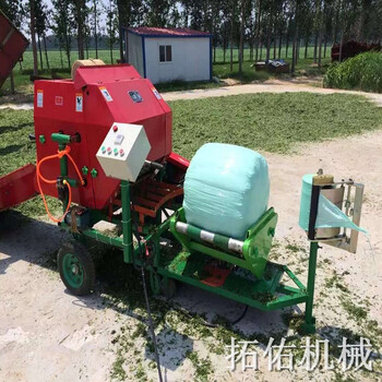 進口青貯打捆包膜機圓秸稈打包機青儲秸稈打捆包膜機