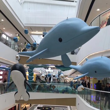 超大型鲨鱼泡沫雕塑鲸鱼鲨鱼泡雕悬挂商场装饰商业美陈展会布景泡雕定制