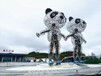 温州火车站广场不锈钢熊猫雕塑镂空熊猫摆件定制