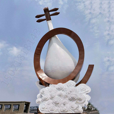苏州广场大型弹拨乐器琵琶雕塑古筝吉他定制图片