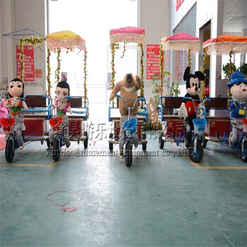 儿童电动三轮车广场公园动物拉车小洋人机器人拉车