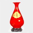 中国红陶瓷花瓶手工贴花结婚喜庆花瓶陶瓷工艺品摆件批发