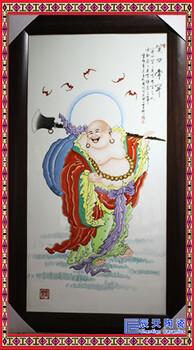 定制陶瓷瓷板画名家手绘粉彩山水青花瓷画客厅挂画壁画