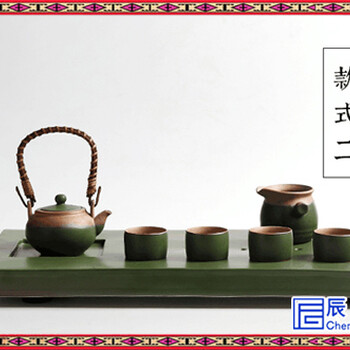 定定制礼品山水茶具套装骨瓷茶具冰裂纹陶瓷茶具