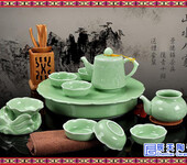 供应蓝牡丹茶具套装青花茶具颜色釉茶具节日庆典礼品陶瓷陈设品