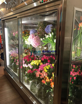 鲜花柜厂家，清远花坊展示冷藏柜，左右推拉门鲜花柜