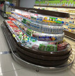 果汁牛奶展示冷藏柜，分体机椭圆形环岛柜，铁岭超市风幕柜图片