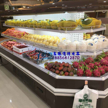 商场超市水果保鲜柜，徽点定做八角环岛柜，分体机转角风幕柜尺寸