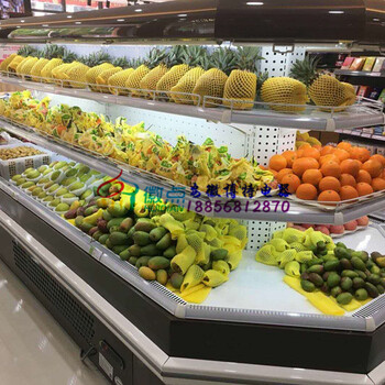 超市生鲜食品展示冰柜，风冷四面敞开环岛柜，马鞍山风冷水果柜