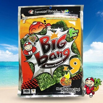 泰國(guó)進(jìn)口小老板bigbang大片紫菜烤海苔54g多口味即食休閑零食品