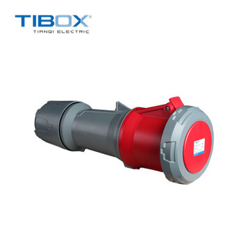 TIBOX工业插头防水接插件舞台63A400V红色3P+E连接器IP67