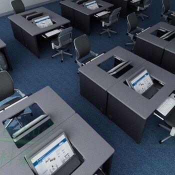 定制学校翻转电脑桌单人学生电脑翻板桌隐藏显示器电脑桌多媒体计算机电脑桌