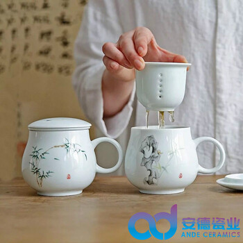 景德镇青釉陶瓷茶杯礼品陶瓷青釉茶杯青釉主人杯景德镇纯手工青釉茶杯