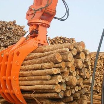 5吨以挖掘机上夹木头工具抓木头机械式夹木器挖掘机夹木器固定式