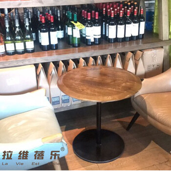 西安咖啡厅主题圆桌实木圆桌定做