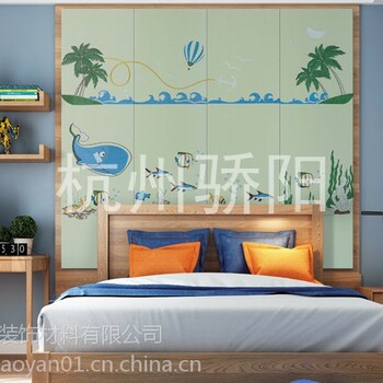 新中式刺绣硬包皮革背景墙电视墙