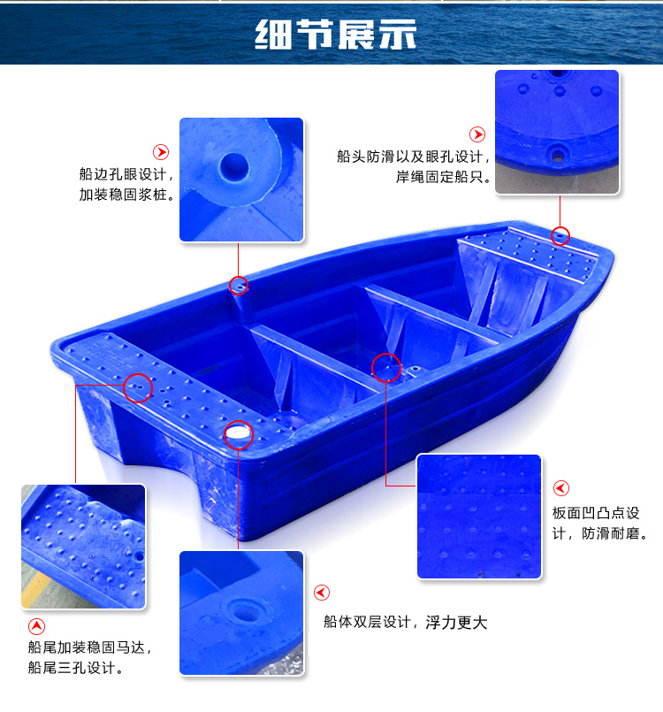 四川达州3.5米市政河道清理船-双层塑料船厂家价格