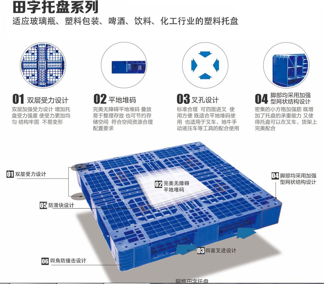 河北老干妈瓶包装托盘1111田字网格塑胶垫板