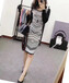 外贸女装美国单~复古修身黑白纹路显瘦针织连衣裙秋5100件左右，全清价格19.8