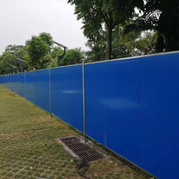 蓝白双层彩钢围挡加厚5CM泡沫夹心板江门施工工地隔离围栏