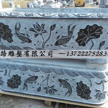 仿古石雕魚缸石頭缸流水魚缸擺件