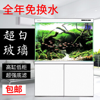 美達(dá)軒中型客廳超白玻璃無邊框長方形水族箱辦公室風(fēng)水龍魚缸