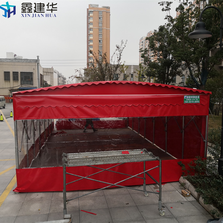 荆州伸缩式立柱雨棚-移动大型室内棚生产厂家