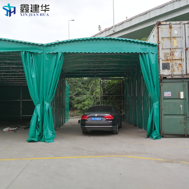 武汉推拉大型带轮篷/工地推拉雨棚安装图解