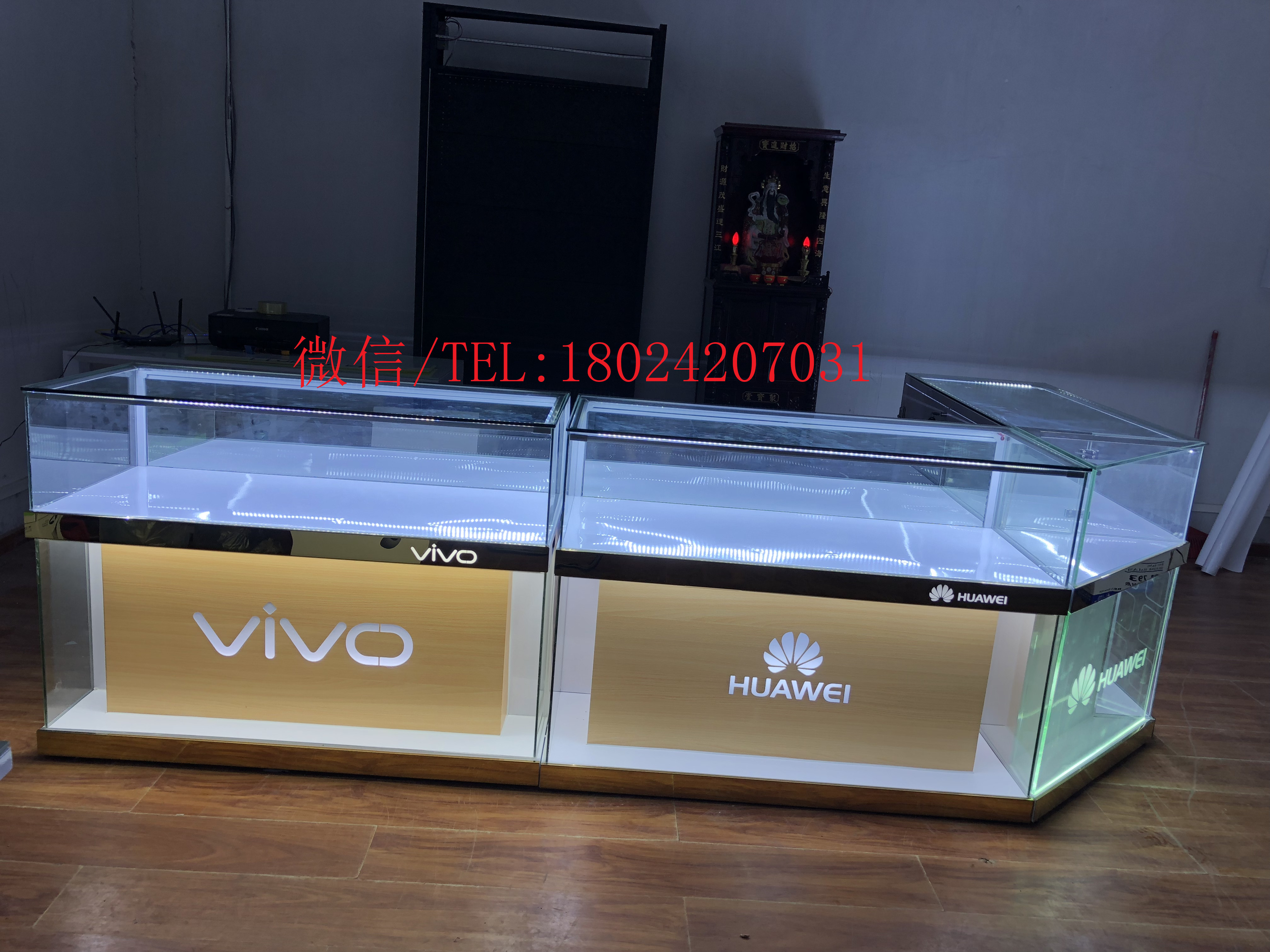 云浮新兴vivo小米荣耀手机柜制作受理台牌供应手机店联通受理台定制