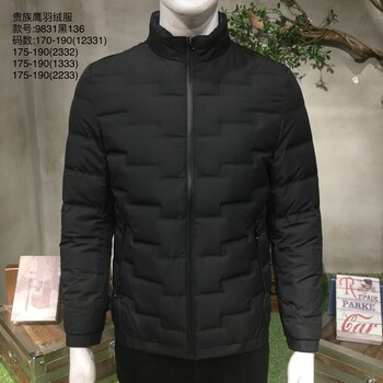 深圳时尚休闲品牌男装羽绒服服装市场批发