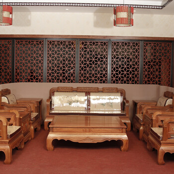 鲁创红木缅甸花梨木红木客厅沙发实木古典家具大果紫檀沙发和谐世家沙发