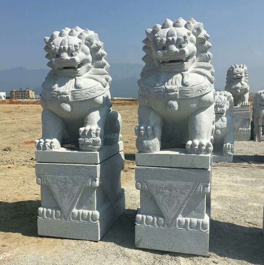 明石石业石狮子雕刻,镇江大理石石狮子-200对石狮子成品