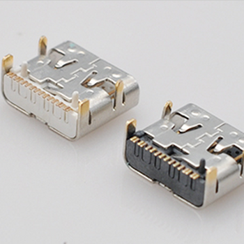 USB2.0TYPE-C单排16PIN四脚插板母座有柱带凸包黑胶白胶