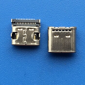 USB3.1CFTYPE端子双排贴片四脚插板前插后贴母座正反插有柱