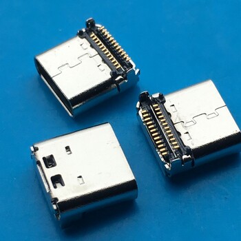 USB3.1TYPEC母座端子双排贴片外壳全包24PIN插座黑色