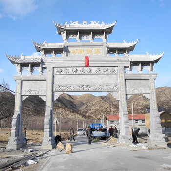 石材門牌樓定制山東濟寧石雕之鄉(xiāng)供應石頭牌坊門樓
