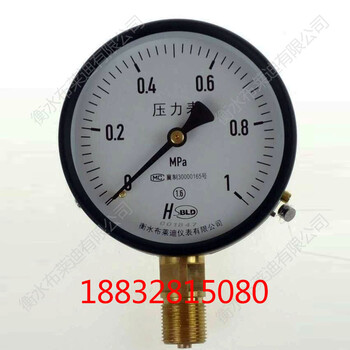 布莱迪压力表Y100普通压力表0-1Mpa水压表低压表锅炉压力表