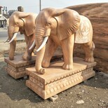 石雕晚霞红大象图片2