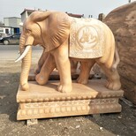 石雕晚霞红大象图片3
