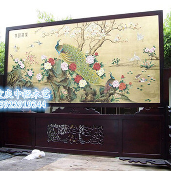 現(xiàn)代中式仿古實(shí)木客廳圖騰移動(dòng)隔斷屏風(fēng)風(fēng)水半透紗辦公座屏隔斷